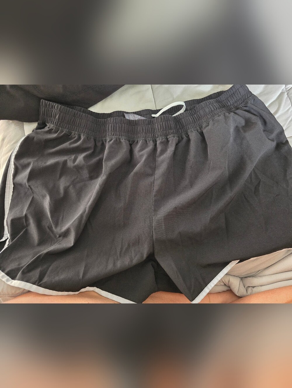 Black Champion Athletic Running Shorts with White Trim